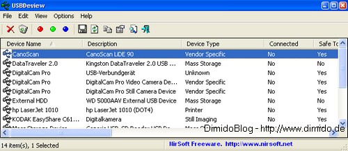 USBDeview - Screenshot