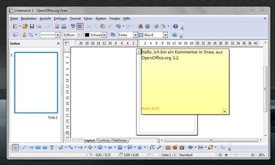 Kommentarefeld in Draw von OpenOffice.org 3.2