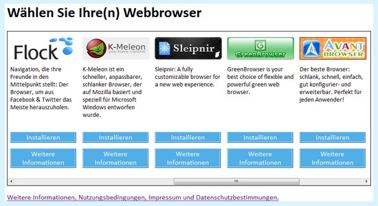 Auswahl Internet Browsern unter Microsoft Windows 7