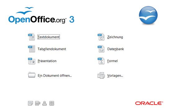 Jetzt von Oracle - OpenOffice.org 3.2.1 Start-Windows von OpenOffice.org 3.2.1