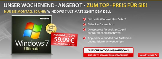Windows 7 Ultimate für 59,99 Euro Windows 7 Ultimate für 59,99 Euro