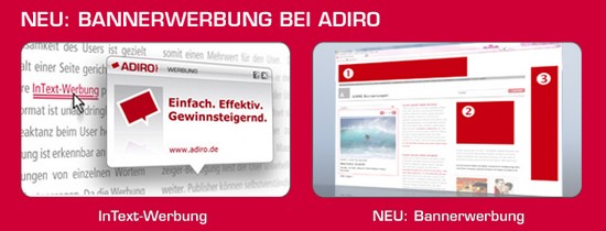 Adiro - InText-Werbung und Banner-Werbenetzwerk mit hohen Klick-Preisen
