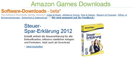 Amazon verkauft Spiele und Software per Download ‎