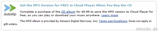 Amazon AutoRip - Kostenlose MP3s bei CD-Kauf