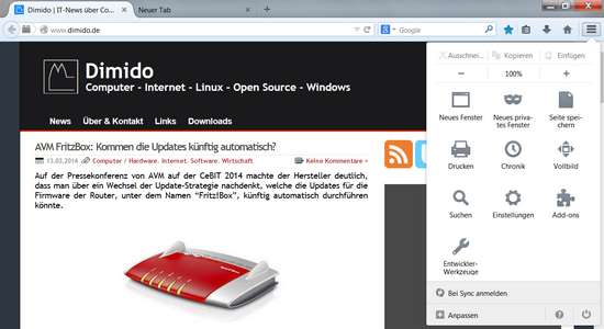 Neuer Firefox mit neuer Oberfläche